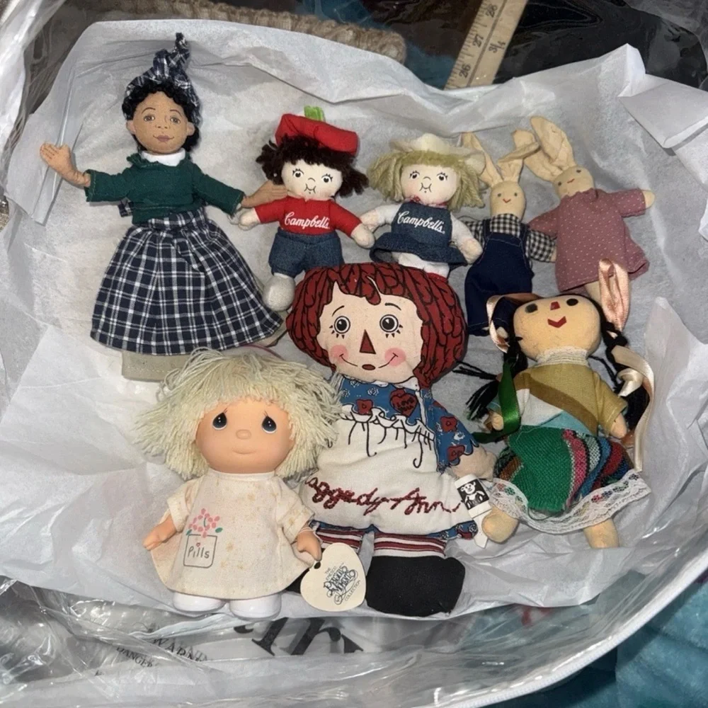 Vintage Doll collection -8 pc lot Doll Set with Green and Blue Outfits